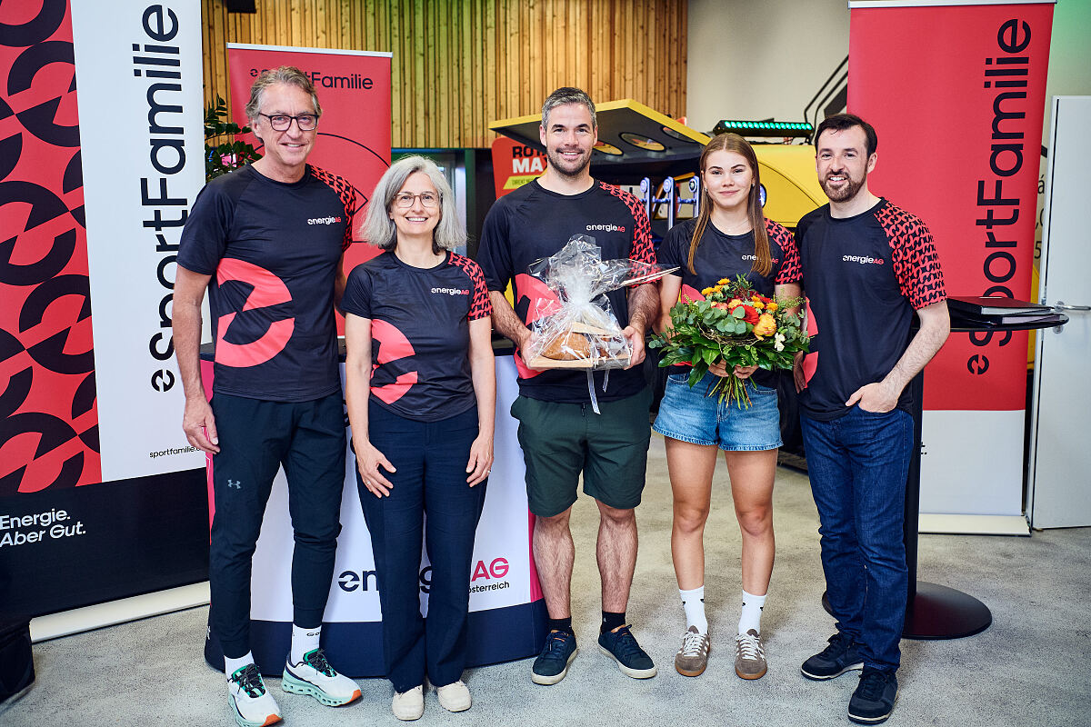 Energie AG Sportfamilie im Rennmodus