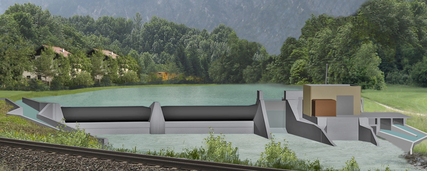 Fotomontage Wasserkraftwerk Bad Goisern