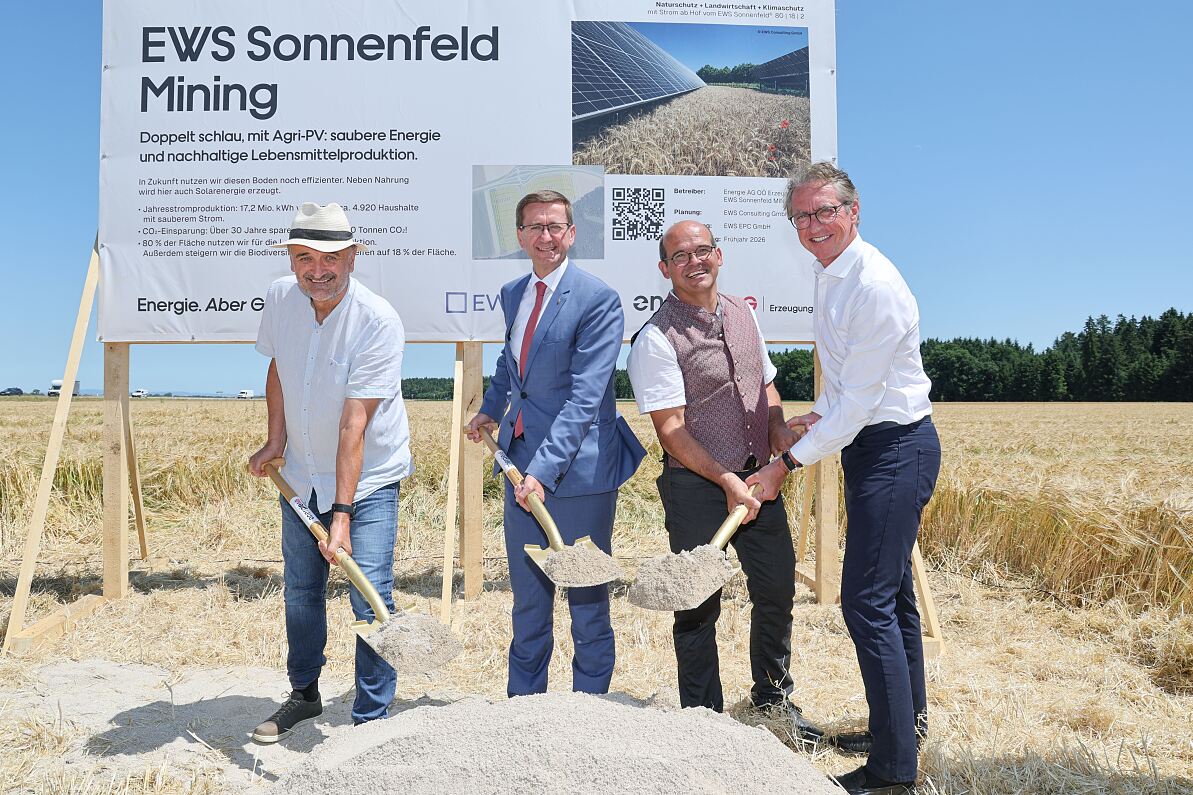 Spatenstich für das nächste Sonnenfeld zur Doppelnutzung von Grün- und Ackerland in Oberösterreich